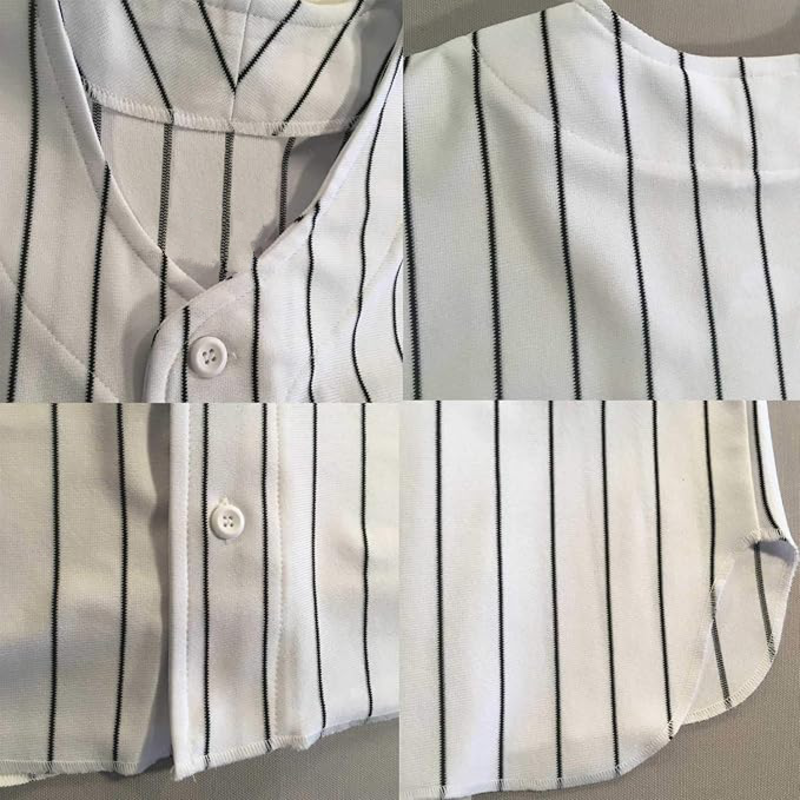 Custom Pinstripe Baseball Jersey 6 Button Team Logo Breathable Stretch Mesh