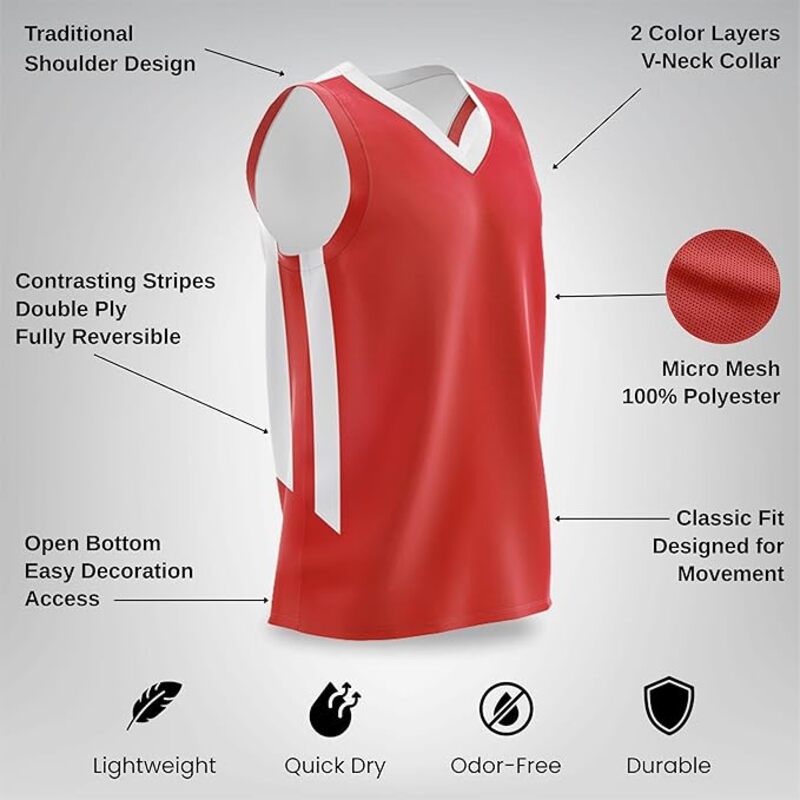 Reversible Basketball Jerseys Custom Breathable Mesh Tops