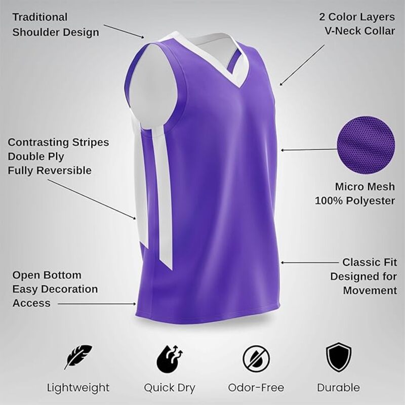 Reversible Basketball Jerseys Custom Sleeveless Mesh Shirts