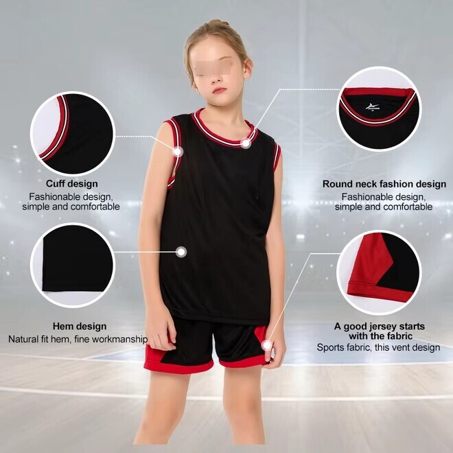 Sleeveless Teenager Basketball Training Jersey Set
